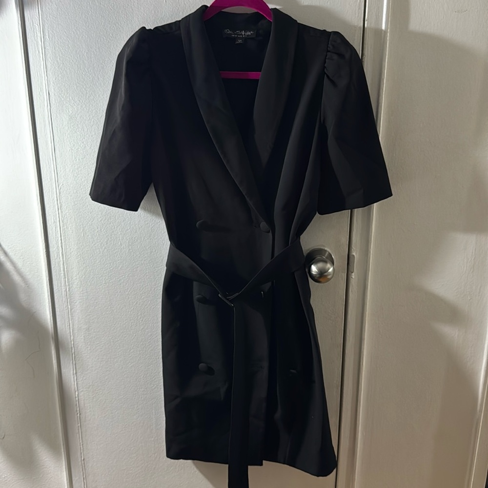 Little black blazer dress with short puff sleeves